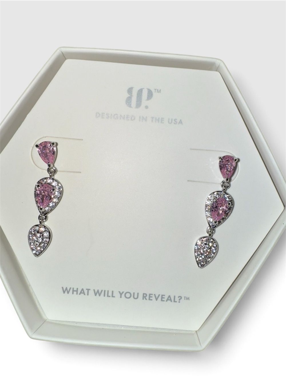 Bomb party Pink Teardrop Drop Earrings with Crystal Accents